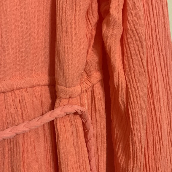 Peach 🍑 Lace Chiffon Dress with Belt - Picture 7 of 8